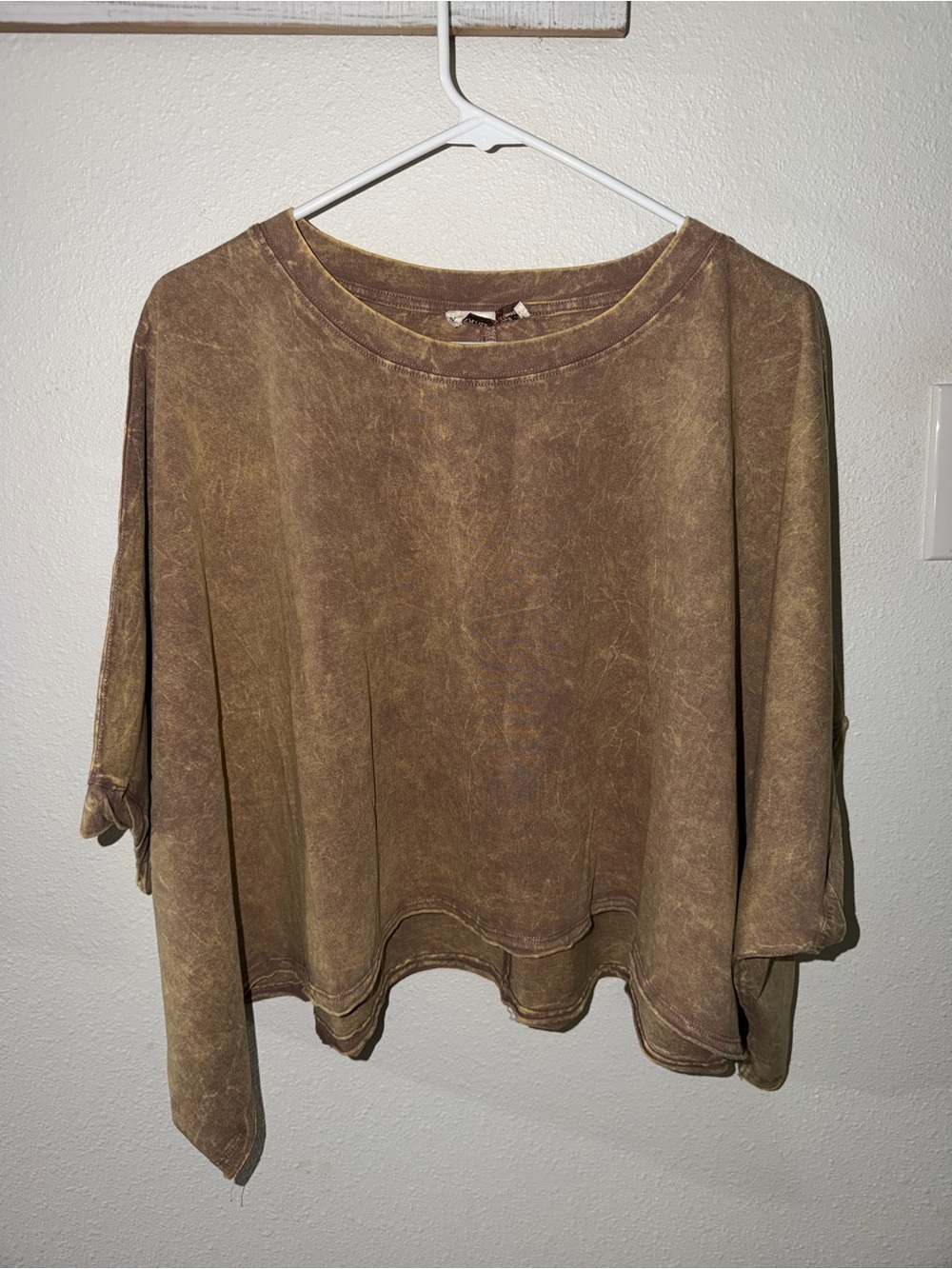 Zenana Outfitters Wash Brown Short Sleeve Top One Size, see measurements NWOT